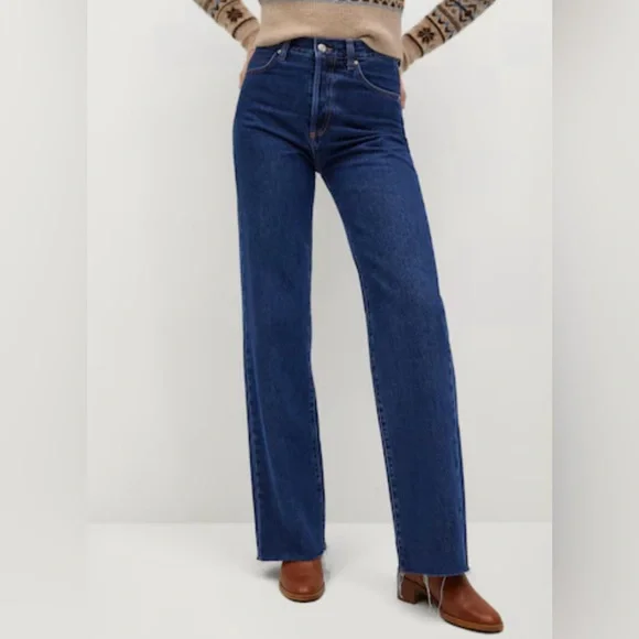 MANGO Women's 6 High Waist Wide Leg Jeans Blue - Picture 4 of 16